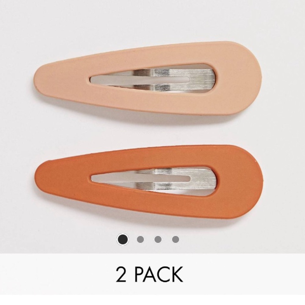 ASOS DESIGN pack of 2 large snap hair clips in warm neutral tones